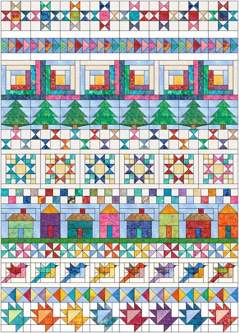 2021 BOM-Joy in the Journey-A Row By Row Quilt Round Robin Quilts, Round Robin Quilt Ideas, Row By Row Quilts Ideas, Row Quilts Ideas, Row Quilts, Row By Row Experience, Spool Quilt, Medallion Quilts, Bright Quilts