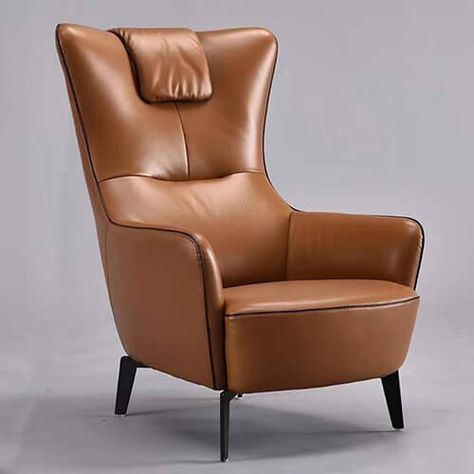 Genuine Leather Accent Lounge Chair Modern Lounge Chair Design, Comfy Leather Chair, Modern Leather Sofa, Chair Designs, Luxury Chairs, Canapé Design, Lounge Chair Design, Leather Lounge Chair, Leather Lounge