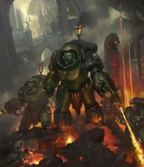 Warhammer 40k Salamanders, Burn Everything, Salamanders 40k, Salamanders Space Marines, Dark Souls Artwork, Space Marine Art, Starship Troopers, Salamanders, Warhammer 40k Art