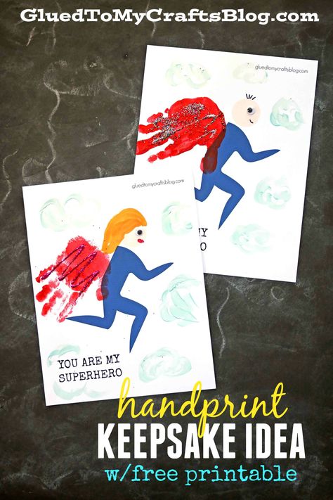 Handprint Superhero - Keepsake Idea w/free printable template, kid craft, father's day, mother's day Handprint Superhero, Superhero Crafts For Kids, Keepsake Printable, Mothers Day Crafts Preschool, Superhero Vbs, You Are My Superhero, Fun Activities For Preschoolers, Hero Crafts, Superhero Art Projects