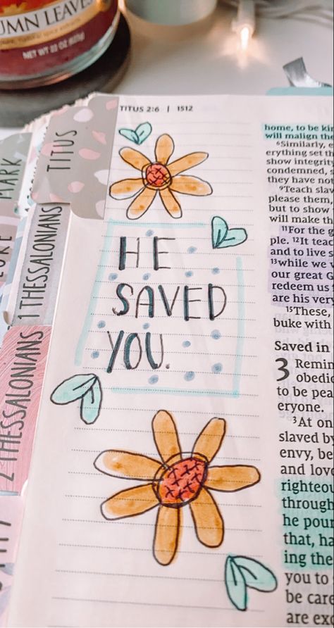 titus bible journaling, bible idea, God, flower drawing Cute Bible Drawings Easy, Bible Side Art, Cute Bible Drawing Ideas, Bible Journaling Easter, Titus Bible Journaling, Bible Verses Drawing Doodles, Cute Bible Drawings, Bible Doodles Simple, Bible Verse Drawings Ideas