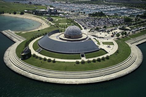 Adler Planetarium in Chicago Adler Planetarium Chicago, Adler Planetarium, Visit Chicago, Chicago Neighborhoods, Unusual Buildings, Cool Restaurant, Chicago Suburbs, Chicago Travel, My Kind Of Town