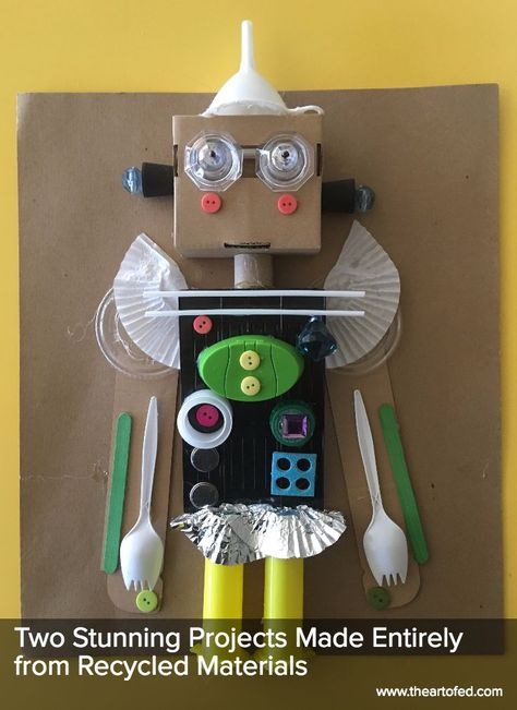 The Art of Ed - Two Stunning Projects Made Entirely from Recycled Materials Recycled Material Art, Robot Craft, Recycled Robot, Kerajinan Diy, Craft From Waste Material, Recycled Crafts Kids, Recycled Art Projects, Recycled Projects, A Robot