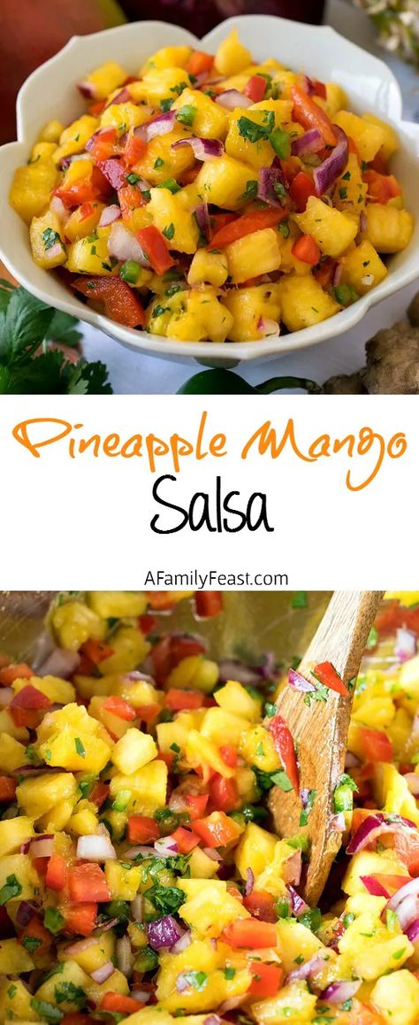 Pineapple Mango Recipes, Mango Pineapple Salad, Pineapple Mango Chicken, Tacos Pineapple, Fresh Jalapeno, Pineapple Mango Salsa, Salsa Mango, Mango Pineapple Salsa, Mango Salsa Recipes