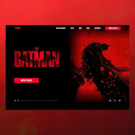 The coolest project yet!
The Batman website inspired by the NEW movie (2022) collects all the info about your fav hero you want to unmask. All wrapped up in a grim but familiar atmosphere. #webdesign #popculture #uidesign #batman2022 The Batman Movie, Batman Inspired, Desain Ui, Movie Website, Animated Invitations, Hero Movie, Homepage Design, Sports Graphic Design, Animation Movie