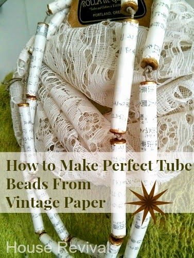 House Revivals: Make Pretty Tube Beads With Vintage Paper! Repurposed Books, Paper Beads Diy, Gold Sharpie, Teen Crafts, Make Paper Beads, Paper Bead Jewelry, Craft Techniques, Bead Making, Paper Items