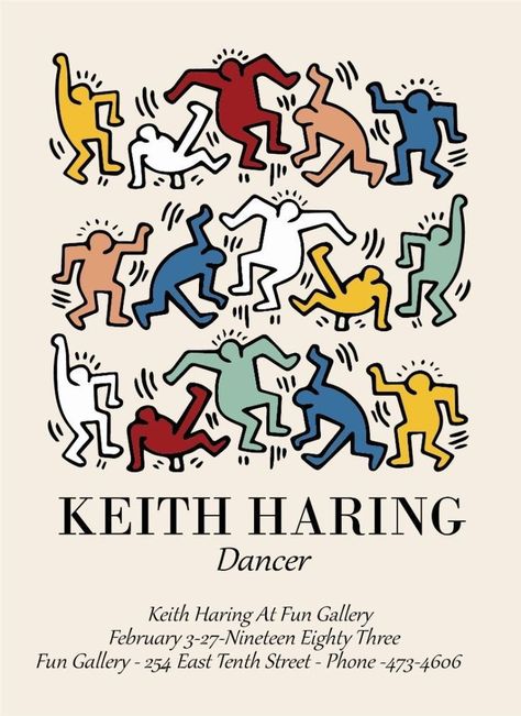 Keith Haring Art Wallpaper, Keith Haring Poster, Keith Haring Art, Haring Art, Bedroom Wall Collage, Heart Vintage, Art Exhibition Posters, Dorm Posters, Auguste Rodin