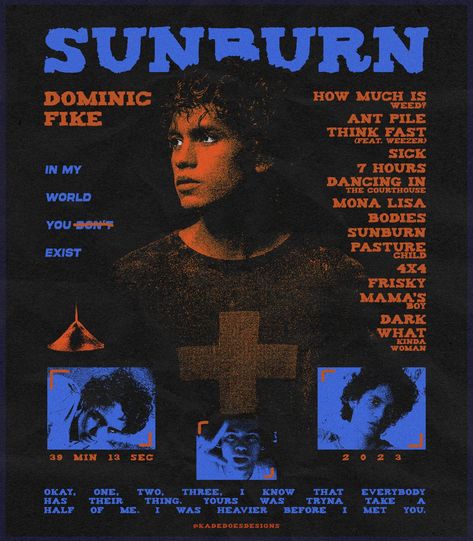 Dominic Fike, Sunburn Poster Design! ☀️☀️☀️ #graphicdesign #design #art #graphicdesigner #illustration #thepath #music #designer #graphic #digitalart #photoshop #artwork #illustrator #creative #album #dontstareatthesun #graphics #typography #marketing #photography #drawing #logodesign #sunburn #poster #designinspiration #brand #adobe #dominicfikeedit #dominicfike Printable Wall Poster, Dominic Fike, Marketing Photography, Photography Drawing, Photoshop Artwork, Music Poster Design, Dorm Posters, Poster Room, Picture Collage Wall