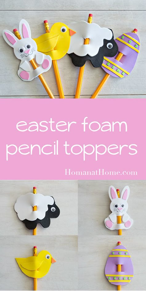 Pencil Topper Crafts, Easter Bunny Template, Pen Toppers, Pencil Crafts, Foam Sheet Crafts, Easter Arts And Crafts, Free Printable Templates, Idee Cricut, Diy Pencil