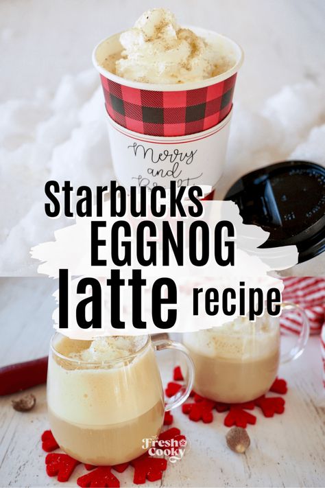 Chi Latte Recipe, Eggnog Frappuccino, Warm Eggnog, Holiday Hot Drinks, Eggnog Latte Recipe, Holiday Coffee Drinks, Starbucks Frappuccino Recipe, Eggnog Coffee, Eggnog Latte