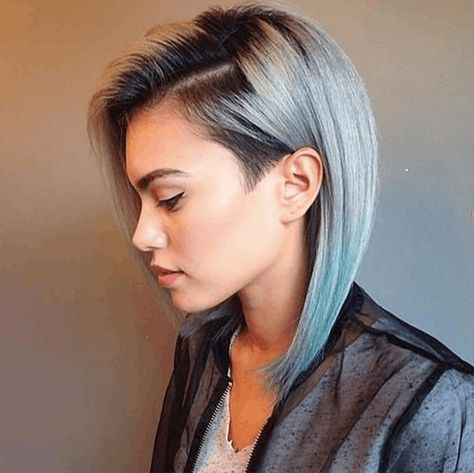 15 Seriously Chic Medium Hairstyles Anyone Can Pull Off | Brit + Co Mermaid Hair Color, Kadeřnické Trendy, Medium Bob Hairstyles, Short Haircut, Undercut Hairstyles, Mermaid Hair, Grunge Hair, Undercut, Green Hair