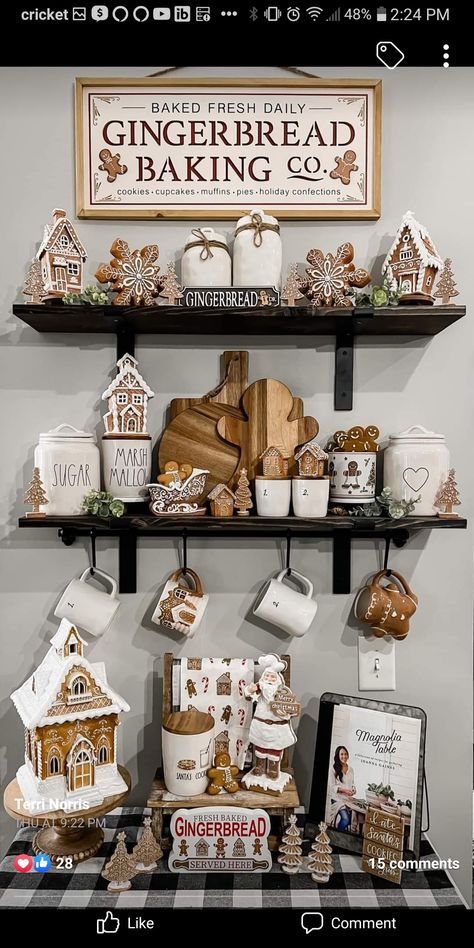 Hallmark Decorating Ideas, Classy Gingerbread Decorations, Gingerbread Living Room Decor, Ginger Bread Kitchen Decorations, Gingerbread Kitchen Cabinets, Christmas Gingerbread Kitchen Decor, Rustic Gingerbread Decor, Gingerbread Fireplace Decorations, Christmas Gingerbread Kitchen Decor Ideas