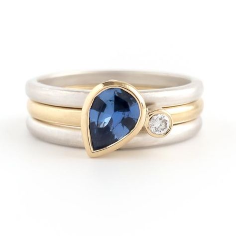 Cornflower Blue Sapphire, Multi Band Ring, Contemporary Engagement Rings, Sapphire And Diamond Ring, Contemporary Ring, Gold And Silver Rings, Jewellery Designer, Silver Wedding Rings, Modern Ring