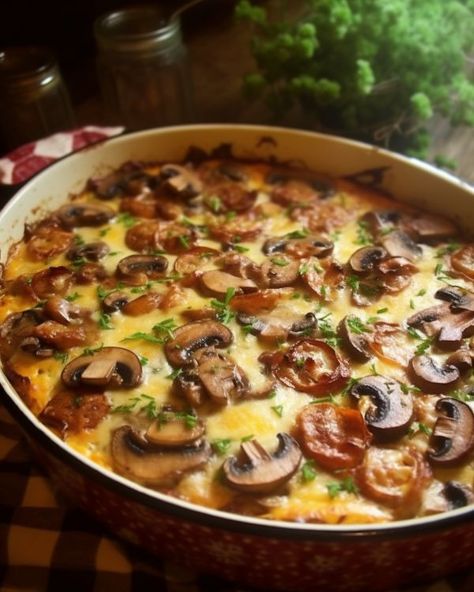 I can't seem to get tired of this dish; it's been my favorite for weeks now Mushroom Bake, Recipes Using Cream, Cream Of Mushroom Soup, Beef Casserole Recipes, Cream Of Mushroom, Ground Beef Casserole, Beef Recipes Easy, Beef Casserole, Easy Casserole Recipes