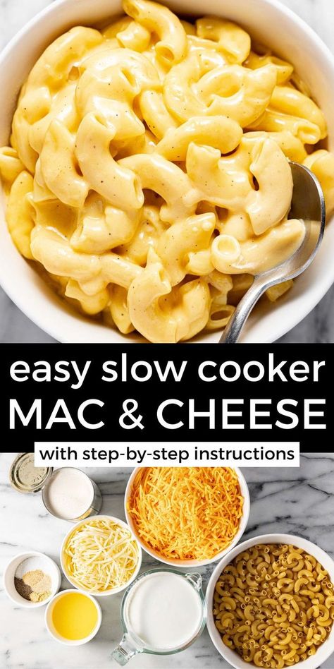 Crock Mac And Cheese, Easy Crockpot Mac And Cheese Recipe, Crock Pot Macaroni And Cheese, Mac N Cheese Crockpot, Mac And Cheese Dinner, Crock Pot Macaroni, Crockpot Snacks, Slow Cooker Mac Cheese, Crockpot Mac N Cheese Recipe