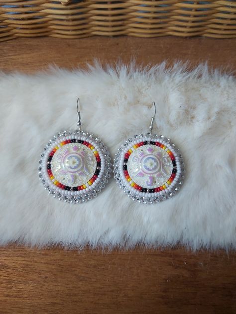 Fancy Shawl Regalia, Native American Beadwork Earrings, Fancy Shawl, Drawing Prompts, Native American Beaded Earrings, Native American Crafts, Creative Drawing Prompts, Native American Beadwork, Handmade Earrings Beaded