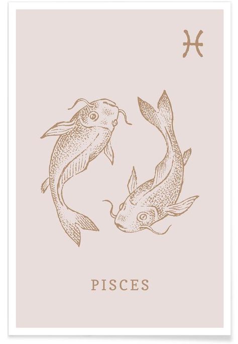 Pisces + Core + Aesthetic, Pisces Poster, Astrology Art, Flora Fauna, Zodiac Art, + Core + Aesthetic, Pisces Zodiac, Vintage Fishing, Aluminum Prints