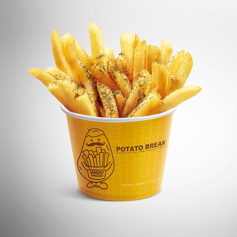 POTATO BREAK on Behance Fries Logo Design, Fries Logo, Fries Packaging, Spring Potato, Fast Food Logos, Amazing Bedroom Designs, Food Projects, Potato Fries, American Restaurant