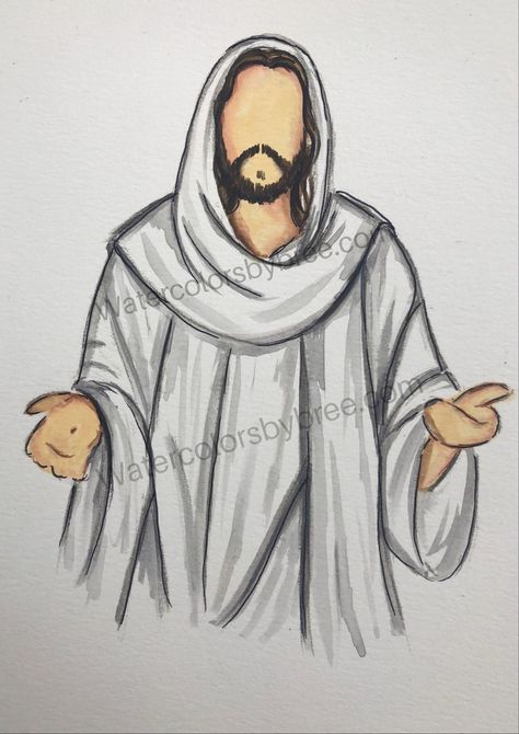 Portraits of Christ – Watercolorsbybree How To Draw Jesus, Church Drawing Easy, Christian Sketches, Faith Drawings, Christian Drawings Inspiration, Jesus Drawings Sketches, Christian Drawings Easy, Jesus Doodles, Drawing Of Jesus