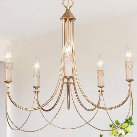 Everly Quinn Gold French Country Chandeliers For Dining Rooms, 5-Light Modern Pendant Light Fixtures With Elegant Arms For Bedroom, Living Room, D 23.5"X H 22" | Wayfair Gold Chandeliers Dining Room, Dining Room Chandelier Modern, French Country Chandelier, Gold Light Fixture, Country Chandelier, Modern Lighting Chandeliers, Dining Room Light Fixtures, Elegant Chandeliers, Pendant Fixture