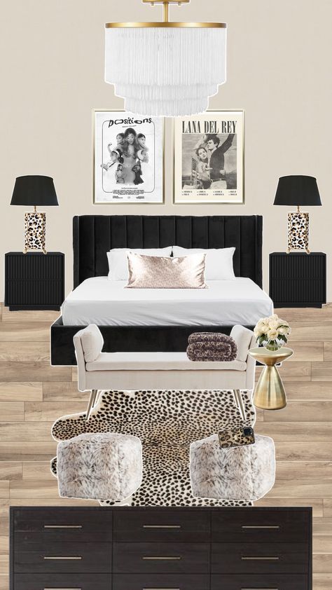 Bed Black And White Aesthetic, Hollywood Room Ideas, Room Inspo Aesthetic Black And White, Mob Wife Bedroom, Vintage Retro Room Ideas, Dorm Black And White, Trendy Bedroom Ideas 2024, Stockholm Bedroom Aesthetic, New York Style Bedroom