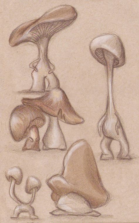 Mushroom Drawing Inspiration, Fairytale Aesthetic Drawing, Cigeratte Reference, Drawings Mushroom Fairy, Mushroom Fantasy Drawing, Mythical Creature Drawing Ideas, Character Design Mythical, Things To Paint Mushroom, Fungi Art Drawing