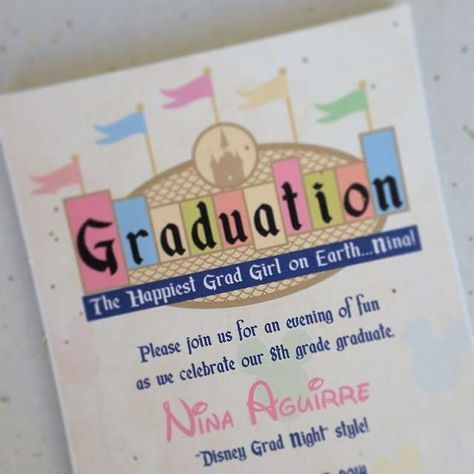 Disney Graduation/End of School Party Ideas | Photo 1 of 17 | Catch My Party Nineteenth Birthday, End Of School Party Ideas, Disney Graduation Cap, End Of School Party, School Party Ideas, Disney Parties, Disney Graduation, Disneyland Birthday, 8th Grade Graduation