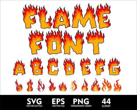 Flame Font Letters, Fire Letters Alphabet, Letters On Fire, Fire Lettering, Flame Font, Flame Letters, Fire Letters, Fire Clipart, Fire Font