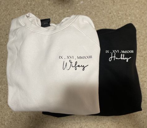 wifey and hubby matching crewneck, Roman numerals, wedding gift, hubby, wifey Matching Crewneck, Hubby Wifey Shirts, Outfit Styles, Roman Numerals, Wedding Gift, Wedding Gifts, Gender Neutral, Washington, Adult Outfits