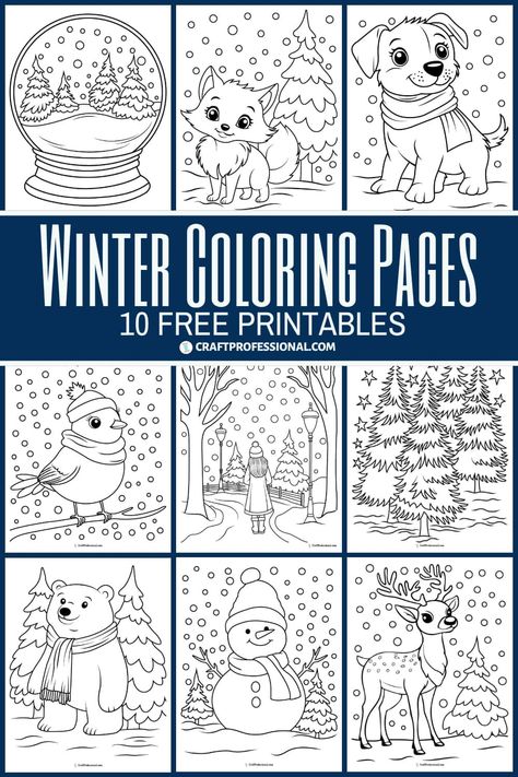 10 free winter coloring pages for kids and adults. Winter Activity Pages Free Printables, Easy Christmas Coloring Pages For Kids, Winter Puzzles Free Printable, Winter Coloring Sheets Free Printable, Winter Activity Pages, Winter Coloring Pages Free Printable, Free Winter Coloring Pages, Winter Coloring Pages For Kids, Animal Coloring Sheets