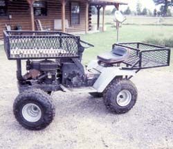 FARM SHOW - Low-Cost 4-Wheeler Made From Old Riding Mower  OR HEL'a GARDENING tractor Garden Tractor Attachments, Atv Implements, Yard Tractors, Freetime Activities, Homemade Go Kart, Homemade Tractor, Mini Tractor, Farm Show, Tractor Idea