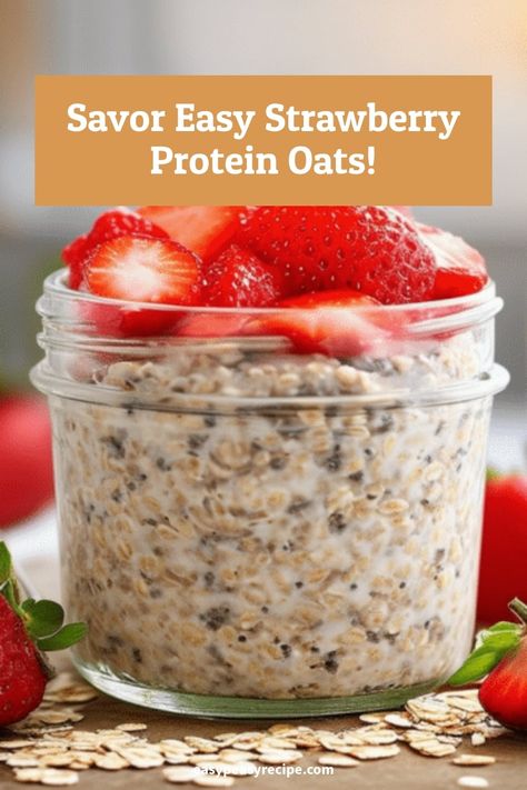 Strawberry Protein Overnight Oats: Easy Meal Prep Breakfast Recipe Strawberry Cheesecake Protein Overnight Oats, Strawberry Protein Overnight Oats, School Cookies Recipe, Overnight Oats Easy, Easy Meal Prep Breakfast, Strawberry Overnight Oats, Protein Overnight Oats, Easy Zucchini Recipes, Strawberry Protein