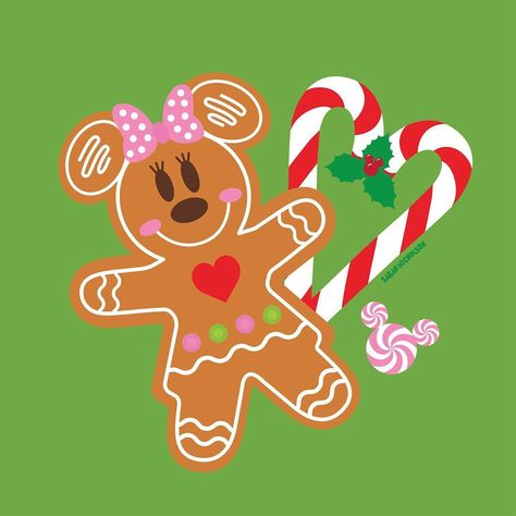 Minnie Mouse Christmas Cookies, Disney Christmas Drawing, Disney Christmas Art, Minnie Gingerbread, Mickey Gingerbread, Disney Xmas, Gingerbread Design, Disney Christmas Decorations, Disney Cookies