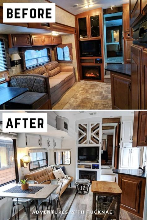 Incredible RV Renovations Before/After Small Travel Trailer Remodel, Rv Remodel Ideas, Rv Kitchen Remodel, Small Travel Trailer, Cozy Camper, Rv Interior Design, Travel Trailer Living, Rv Interior Remodel, Camper Interior Design