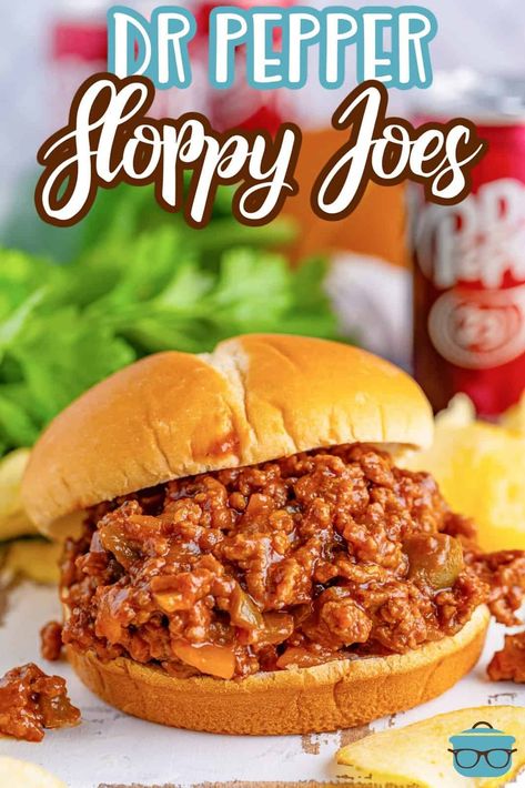 An overflowing Dr Pepper Sloppy Joe on a plate. Gluten Free Sloppy Joes, Sloppy Joes Dinner, Healthy Sloppy Joes, Homemade Sloppy Joe Sauce, Slow Cooker Sloppy Joes, Homemade Sloppy Joe Recipe, Sloppy Joes Easy, Sloppy Joe Recipe, Homemade Sloppy Joes