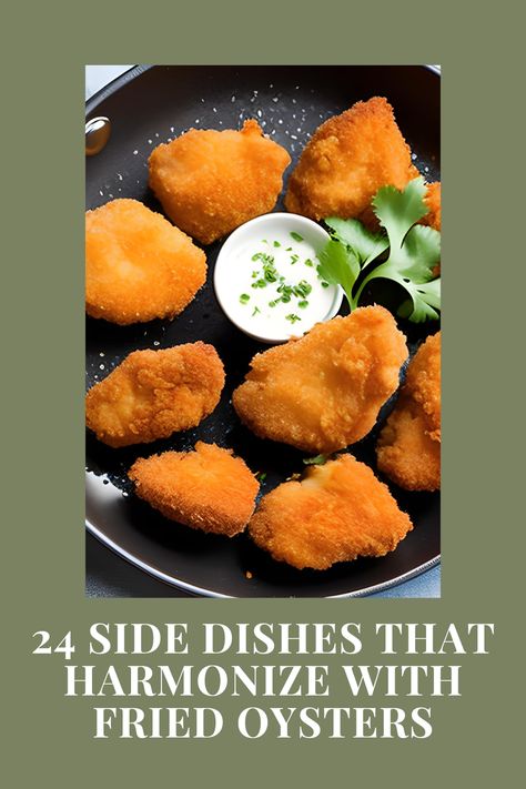 Discover side dishes that beautifully balance the rich, crispy oysters. From refreshing salads to velvety chowders, explore what to serve with fried oysters and transform your dining experience. #OysterPairings #SeafoodDelights #DeliciousDuo #TastySideDishes #FoodieFaves #GourmetEats #CulinaryInspiration #FlavorfulCombos #FoodPairingIdeas #YummySides Sides To Go With Oysters, Sides For Oyster Roast, Oyster Roast Sides, What To Serve With Oysters, Savory Apps, Steamed Oysters, Buttery Corn, Unique Side Dishes, Refreshing Salads