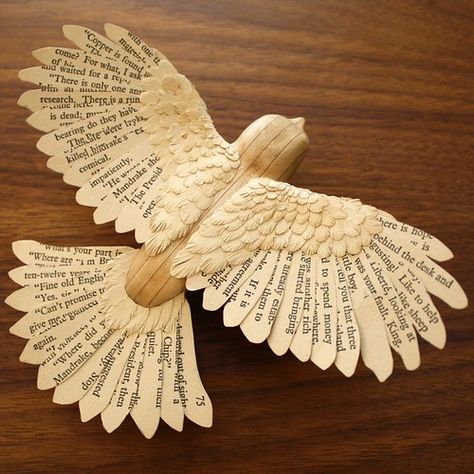 Bird Sculptures, Paper Art Sculpture, Paper Feathers, Paper Mache Art, Paper Mache Sculpture, Book Sculpture, Paper Birds, Bird Sculpture, Paper Cutout