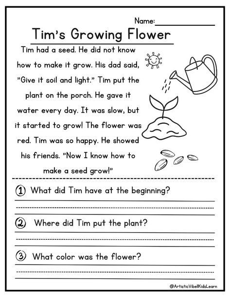 50 Kindergarten 1st Grade Reading Comprehension Passages Worksheets: Help your child practice reading comprehension with these engaging passages and questions. Perfect for kindergarten and first grade Reading Comprehension Worksheets Year 2, Rhyming Words Worksheets Kindergarten, Reading Comprehension Worksheets Grade 2, 1st Grade Reading Comprehension, Kindergarten Comprehension, Tense Worksheet, Rhyming Words Worksheets, Free Reading Comprehension Worksheets, 1st Grade Reading Worksheets