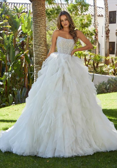 Organza Ball Gown, Narrow Waist, Gown Skirt, Dress Gallery, Stella York, Textured Skirt, Ball Gown Skirt, Gowns With Sleeves, Pageant Dresses