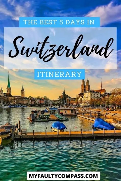 Switzerland is one of the most beautiful countries in the world and no amount of time would be enough to fully explore it! For a short visit, 5 days are perfect to see some of the highlights. Read here for a detailed 5 day Switzerland itinerary, including a budget, transportation, lodging and more!Switzerland itinerary 5 days | Best things to do in Switzerland | Budget Switzerland itinerary | Best places in Switzerland | Switzerland travel |#switzerland #myfaultycompass #SwitzerlandItinerary Travelling Switzerland, Best Places In Switzerland, Switzerland Summer, Switzerland Itinerary, Travel Switzerland, Places In Switzerland, Beautiful Countries, Swiss Travel, Visit Switzerland