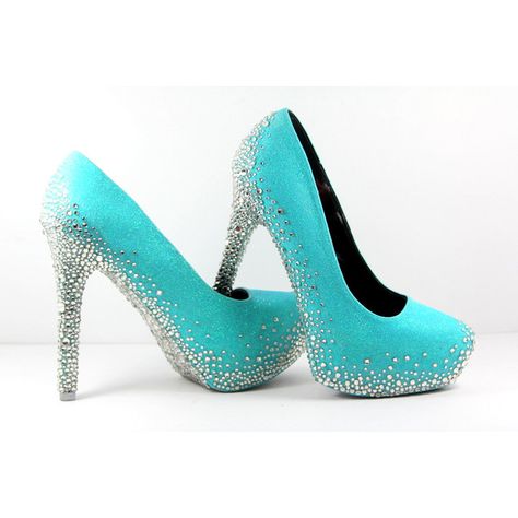 Aqua Blue Heels with All Swarovski Crystal Soles (can be custom made... ($300) ❤ liked on Polyvore Tiffany Blue Heels, Aqua Heels, Blue Shoes Heels, Decorating Shoes, Tiffany Blue Weddings, Crystal Pumps, Heels Blue, Crystal Heels, Embellished Shoes