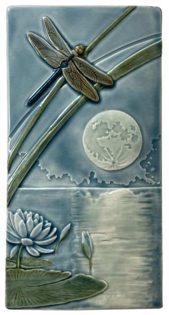 Tile Gallery | Medicine Bluff Studio Moon Tile, Swamp House, Artisan Stone Tile, Dragonfly Ceramic, Hinged Jewelry, Unique Tiles, Art Dragonfly, Design Tiles, Historic Art