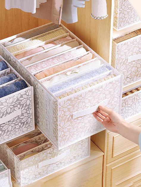 White  Collar  Polyester Plants Closet Storage Embellished   Storage & Organization Pants Organization, Pant Storage, Closet Storage Drawers, Fall Decor Bedroom, Plastic Drawer Organizer, Clothes Storage Boxes, Closet Drawers, Organization Kitchen, Wardrobe Drawers