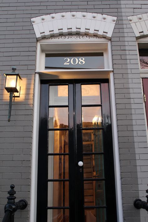 And the Winner of the Great House Numbers Debate is... - Old Town Home Full Glass Front Door, Front Door Numbers, Traditional Front Doors, Door House, Front Doors With Windows, Transom Windows, House Front Door, Door Numbers, Front Door Design