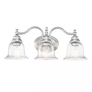 22.83 in. 3-Light Brushed Nickle Vanity Light Bathroom Fixtures Brushed Nickel, Farmhouse Wall Sconces, Modern Bathroom Vanity Lighting, Industrial Design Style, Master Bath Shower, Brushed Nickel Bathroom, Traditional Vanity, Vanity Light Fixtures, Chic Bathrooms