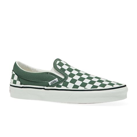 Vans Checkerboard Slip On, Duck Green, Vans Classic Slip, Vans Checkered, Tenis Vans, Green Vans, Checkered Vans, Vans Checkerboard, Vans Slip On