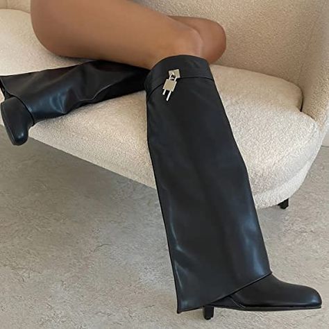 White Knee High Boots, Black Wedge Boots, Fold Over Boots, 19th Birthday, Black Wedge, Wide Calf Boots, Pull On Boots, Womens Knee High Boots, Wide Calf