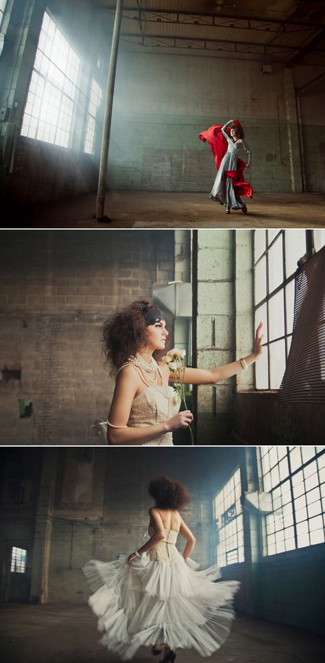 Bubby and Bean ::: Living Creatively: DREAMING // Amazing Warehouse Fashion Shoot Warehouse Fashion, Edgy Fashion Photography, Abandoned Ruins, Artistic Fashion Photography, Dark Fairycore, Creative Photoshoot Ideas, High Fashion Photography, Creative Portrait Photography, Photography 101