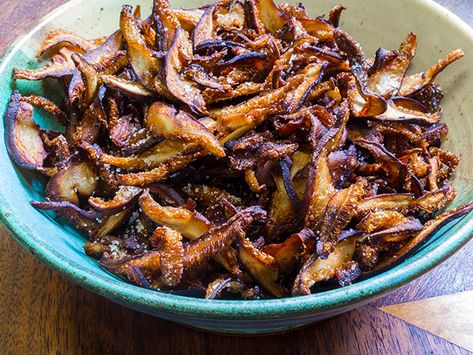 Thai Shitake Mushroom Chips Mushroom Chips, Shitake Mushroom, Crimini Mushrooms, Food Network Star, Organic Coconut Sugar, How To Cook Mushrooms, Diet Challenge, Shiitake Mushroom, Sliced Mushrooms