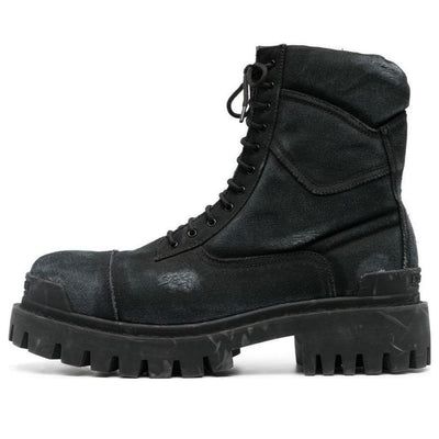 Balenciaga Combat Strike Boots 'Washed Black Cotton' 694042W2H111000 Balenciaga Combat Boots, Balenciaga Strike Boots, Unrealistic Wishlist, Balenciaga Boots, Techwear Fashion, Fashion Performance, Stylish Sneakers, Revenge, Black Cotton